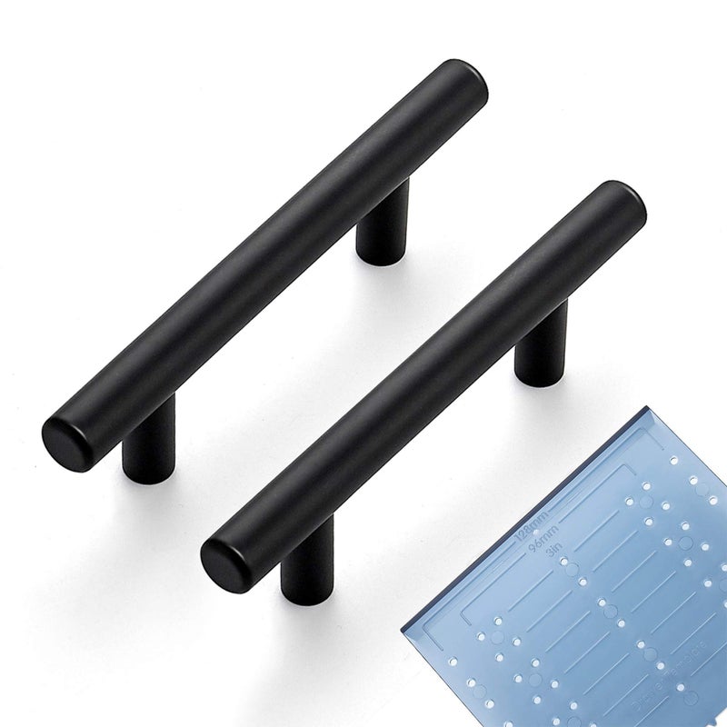 Ravinte 40 Pack | 5'' Cabinet Pulls Matte Black Stainless Steel Kitchen Drawer Pulls Cabinet Handles 5â€Length, 3â€ Hole Center with Mounting Template - Image 1